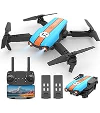 LM19-A Drone with HD Camera for Beginners, WiFi Live Video Remote Control Airplane, Easy & Ready to Fly RC Plane, RC Quadcopter Gift Toy for Boys, Girls age 14& Adults, 2 Batteries (Dark Blue)