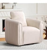 CANMOV Swivel Accent Chair with Armrest, Modern 360 Degree Swivel Barrel Chair with Curve Back and Soft Cushion,Comfy Round Sherpa Teddy Armchair Single Sofa for Living Room,Bedroom,Waiting Room,Beige