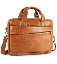 Faux Leather Messenger Bag for Men | 17-17.3 Inch Leather Mens Laptop Bag Leather Briefcasen Convertible Backpack 3 in 1 Computer Handbags Work Bag Shoulder Crossbody Bag Office | Vintage Brown