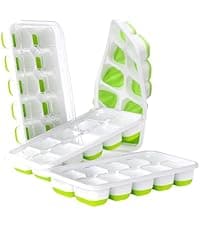 DOQAUS Ice Cube Tray with Lids - 4 Pack Stackable Silicone Ice Trays for Freezer, BPA & LFGB Safe, Easy Release for Kitchen, RV, Cocktail, Coffee, Soup & Food