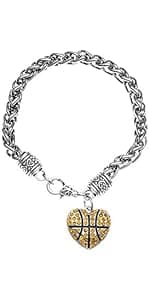 Sportybella Unisex Basketball Charm Bracelet - Adjustable Friendship Bracelet With Basketball Charm