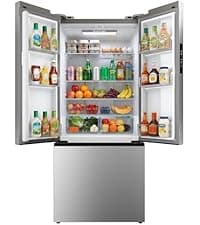 18 Cu.Ft. French Door Refrigerator with Ice Maker, Refrigerator with Freezer Drawer, Frost-Free, UL Certified, French Door Fridge with 3 Smart Cooling Modes
