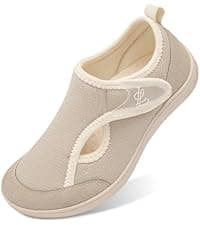 LeIsfIt Womens Wide Diabetic Shoes Adjustable Barefoot Walking Shoes Breathable Zero Drop Sneakers for Wide Width Arthritis Edema Feet