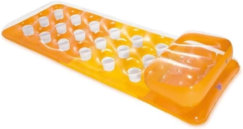 INTEX 59895EP 18-Pocket Suntanner Inflatable Pool Float Raft Lounger Swimming Mat, 74" X 28", 1 Pack, Colors May Vary