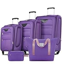 Merax Luggage Set 2 Piece Suitcase Set with Cosmetic Case Expandable Spinner Wheels Vintage Luggage Sets(Black,20"+28")