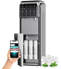 ICEPURE Multi-Function WiFi Water Cooler with Bullet and Crushed/Chewable Ice Maker, 5 Gallon Bottle Bottom Loading, Hot Cold Water Dispenser Built-in Ice Machine Combo, 35lbs/24H, Stainless Steel