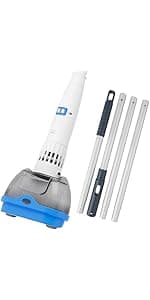 3 in 1 Rechargeable Pool & Spa Hot Tub Vacuum Cleaner - Dual Mode & Magnetic Drive System, 25µm Ultra Fine Mesh Filters for Hot Tub, Small Above Ground Pools - 90 Mins, Oil Absorbers, Poles