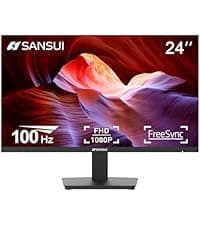 SANSUI Monitor 24 Inch 100Hz PC Monitor, HDMI VGA Ports VESA Mount, FHD Computer Monitor Ultra-Slim Ergonomic Tilt Eye Care for Home Office (ES-24F2, HDMI Cable Included)