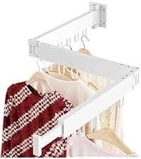 JAUREE 95 Inches Clothes Drying Rack, Drying Rack Clothing Folding Indoor Outdoor, Heavy Duty Stainless Steel Laundry Rack, Foldable Portable Large Clothes Rack Garment Rack with 20 Windproof Hooks