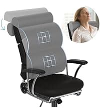Ergonomic Lumbar Support Pillow for High Back Office Chair - Adjustable 6 Semicircular Back Cushion with Breathable Mesh Cover,Spine Support for Desk/Gaming Chairs, Neck/Upper/Lower Back Pain Relief