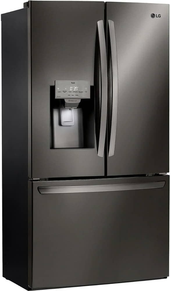 LG 28 Cu. Ft. Smart French Door Refrigerator with Dual Ice Maker, Door Cooling+, Wi-Fi Connectivity, and PrintProof Black Stainless Steel Finish