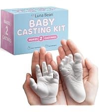 The original baby casting kit - captures newborn hand & foot forever. Non-toxic, safe, easy - perfect new mom gift Luna Bean Baby Casting Kit - Hand & Foot Keepsake Mold, 2pc, New Mom Gift B0DPLBNZNG