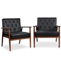 STHOUYN 85” Black Faux Leather Couch with USB, 3 Seater Sofa Couches for Living Room, Large Mid Century Modern Office Apartment Couch (Black)