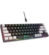 GEODMAER 65% Gaming Keyboard, Wired Backlit Mini Keyboard, Ultra-Compact Anti-Ghosting No-Conflict 68 Keys Membrane Gaming Wired Keyboard for PC Laptop Windows Gamer