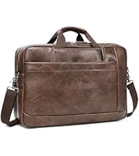 Faux Leather Messenger Bag for Men | 17-17.3 Inch Leather Mens Laptop Bag Leather Briefcasen Convertible Backpack 3 in 1 Computer Handbags Work Bag Shoulder Crossbody Bag Office | Vintage Brown