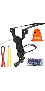 Goldboy Professional Slingshot, Wrist Rocket Slingshot with Red Beam Sight, Hunting Slingshot for Adults with 4 Rubber Bands Replacement and 220 Ammo for Adults