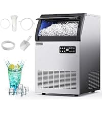 EUHOMY Under Counter Nugget Ice Maker Machine, 70Lbs/Day, Bulit-in Freestanding Ice Maker with Double Ice Baskets, Self-Cleaning & 24H Timer Ice Machine, for Home Use(Silver)