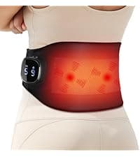 Comfytemp Cordless Heating Pad with Massager for Back Pain Relief, Portable Lower Back Massager Wearable, Birthday Gifts for Dad Mom Men Women Elderly, Rechargeable Period Cramps, 3 Heat Auto-Off, 58"