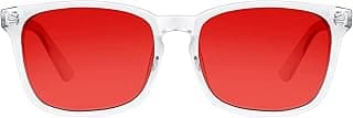 TIJN Sleep Glasses with Blue Green Light Blocking, Red Light Lens for Computer Gaming, Screen Fatigue & UV Protection