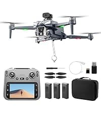 V168 Pro MAX GPS Drones with Camera for Adults 4K, RC Drone with 4.5" HD Screen on Controller, 60 Mins Flight, Long Range Transmission, 360° Obstacle Avoidance, Follow Me, Auto Return, Brushless Motor, QuickShots, Lightweight and Foldable Quadcopter for Beginner Toy Gifts