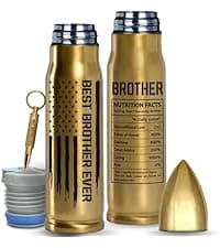 Gifts for Brother, Birthday Gifts from Sister, Present Ideas for Adult Older Bros - Best Brother Ever Bullet Tumbler 17Oz with Lid and Keychain, Insulated Travel Thermos Coffee Cup for Men