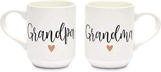 Sparkle and Bash Grandma & Grandpa Mugs - 15 Oz White 2-Pack Ceramic Modern - Grandparent Announcement Coffee Mug Set - Gifts for Grandparents First Time