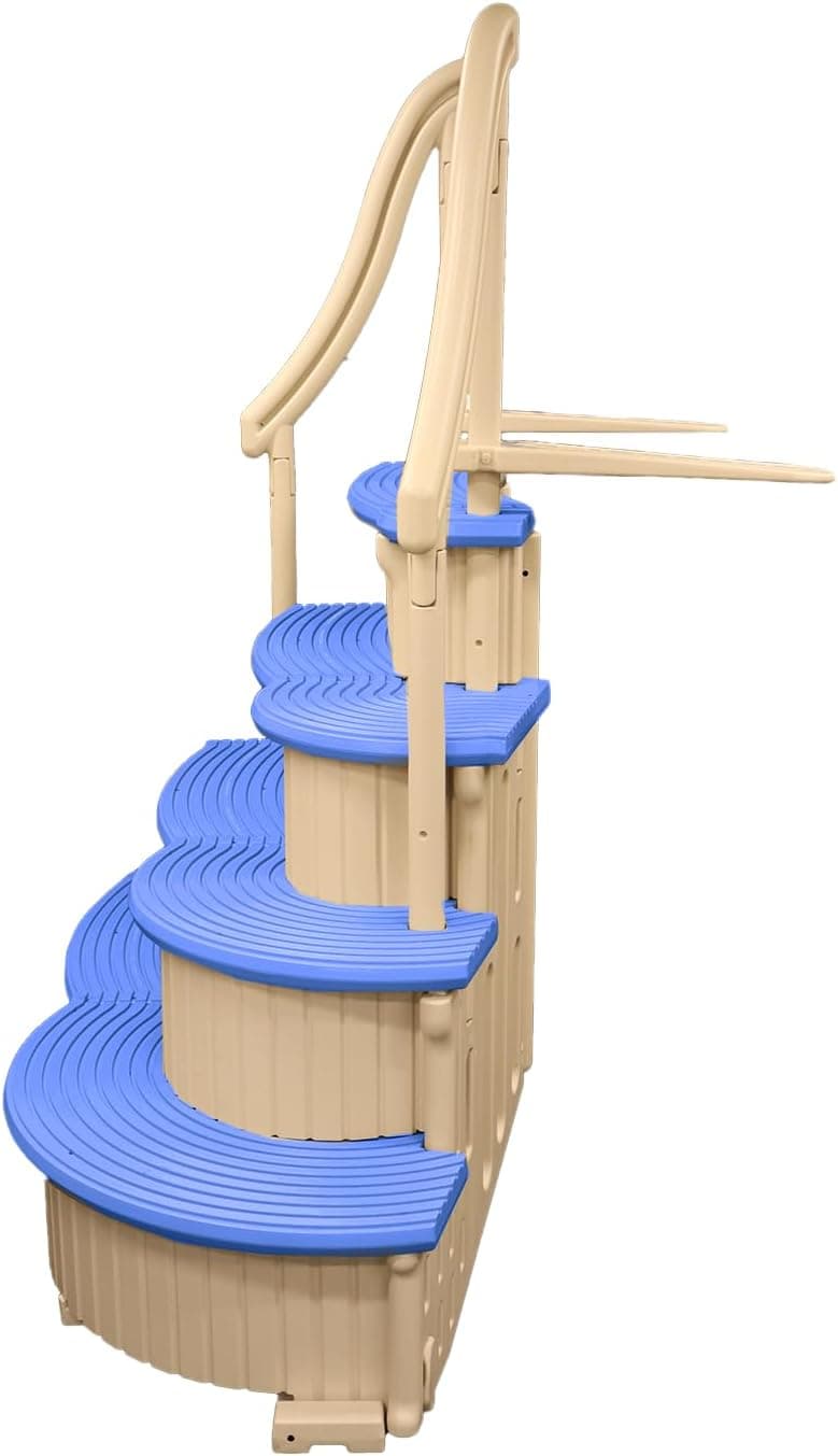 Confer Plastics Curve CCX-AG Drop in Above Ground Pool Step with Blue Treads - Base Step with Add-On