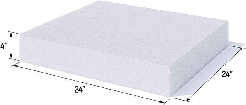 FOAMYFOAM High Density 4 inch Thick, 24 inch Wide, 24 inch Long Upholstery Foam, Cushion Replacement