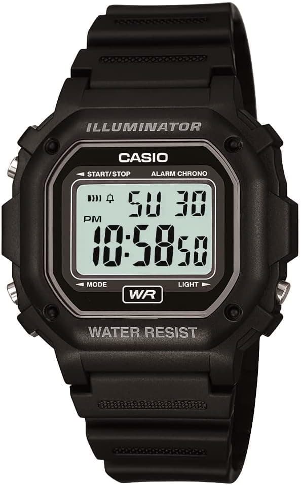 Casio F108WH Series | Men's Digital Watch | Illuminator | Water Resistant | LED Light | Daily Alarm | 1/100 SEC Stopwatch | 3 Hands (HR, Min, SEC) | Date/Day Display | Daily Alarm | 7 Year Battery