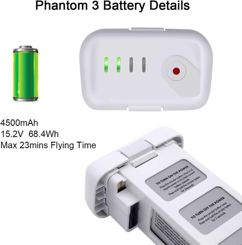 KUWATA Intelligent Flight Battery for DJI Phantom 3 Standard, Phantom 3 Professional, Phantom 3 Advanced, Phantom 3 SE, Phantom 3 4K, 4500mAh, Camera Drone Extended Battery