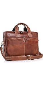 Leather briefcase 18 inch laptop messenger bag for men and women best satchel office bag