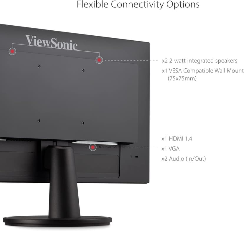 ViewSonic VS2247-MH 22 Inch 1080p Monitor, 100Hz Refresh Rate for Smooth Home and Office Viewing, Eye Care Technology, Thin Bezels, HDMI, and VGA Inputs