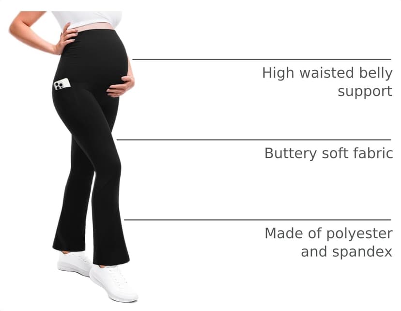 Pregnancy Pants, Buttery Soft, High Waisted, Over The Belly, Highly Stretchy, Fall Fashion Clothes, Yoga, for Casual Wear Leafigure Maternity Flare Leggings with Pockets B0F5HNGVG7