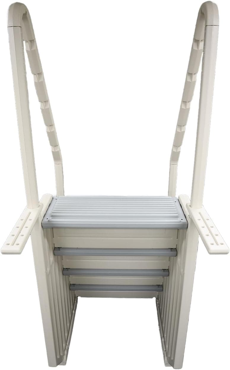 Confer Plastics Step-1X: Sturdy Above Ground Entry System with Dual Handrails and Slip-Resistant Steps, Easy Installation, Supports up to 400 lbs - Proudly Made in USA. Warm Grey with Grey Treads