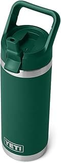 YETI Rambler 18 oz Bottle, Vacuum Insulated, Stainless Steel with Straw Cap, Black Forest Green