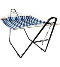 Sunnydaze Outdoor Hammock Chair Swing for Reading - Hanging Hammock Swing for Indoor or Patio - 300lb Capacity - Caribbean XL - Tan