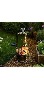 Solar Lights Outdoor Garden Decor, Large Hanging Waterproof Watering Can Landscape Lights Outside Decorations for Yard Front Porch Patio Backyard Gardening Gift for Mom Grandma Women Birthday