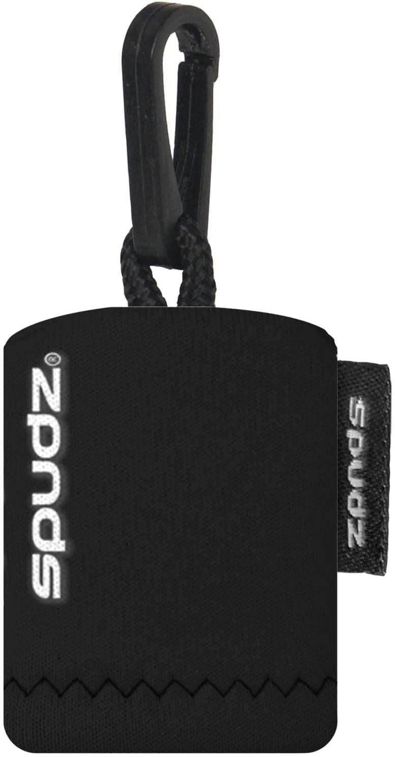 SPUDZ Classic Microfiber Lens Cleaner – Clip-On Pouch, Washable – for Binoculars, Scopes, Glasses, Screens | Black, 6 x 6 Inch