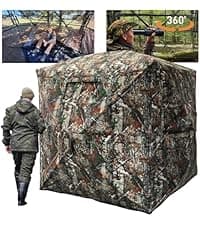 FUNHORUN Hunting Blind 270/360 Degree See Through Ground Blind with Carrying Bag, 2/3/4 Person Pop Up Camouflage Tent Portable Concealed Shelter