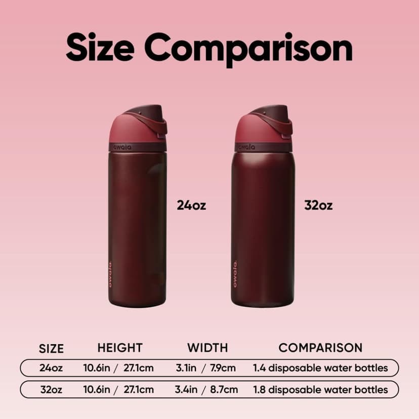 Owala FreeSip Stainless Steel Water Bottle 24 oz Black Cherry B0FJN3BTPV