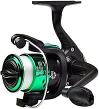 Fishing Reel 5.2:1 Gear Ratio Compact Design Includes Fishing Line for Portable Angling, Shore, Boat, Travel