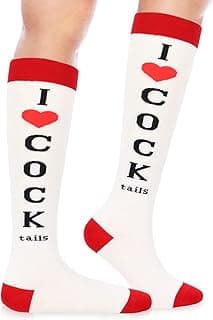 Funny Socks I Love Cocktails Knee Tube Party Stockings Gag Gifts for Christmas White Elephant Gift Exchange