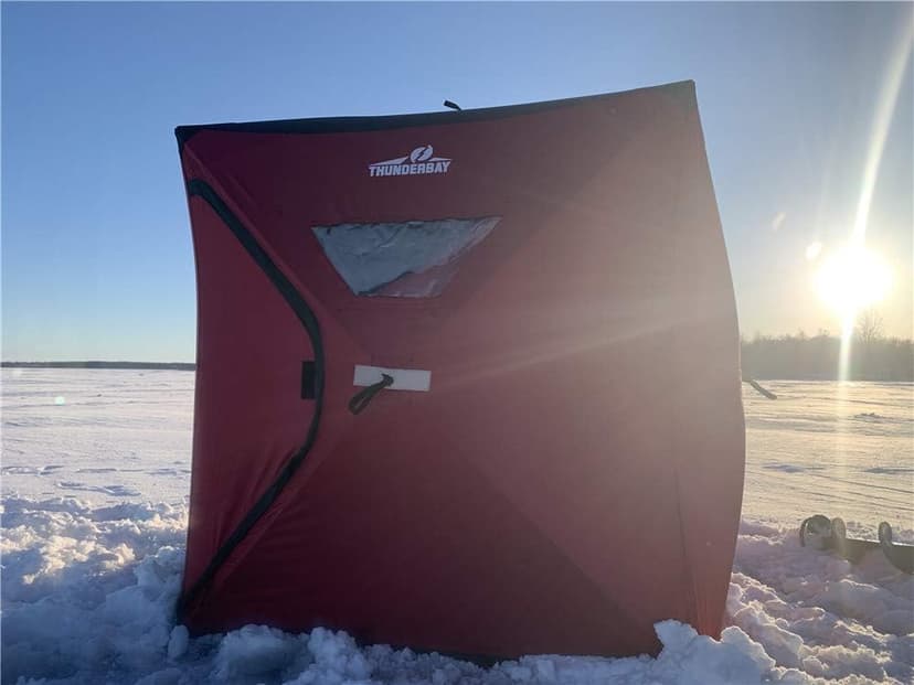 THUNDERBAY Ice Cube 2-4 Man Portable Ice Shelter, 24/34 Square Feet of Fishable Area, Portable 2-3 Person Ice Shanty