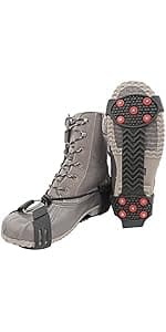 Global Glove Ice Gripster Treads Nonslip Traction Cleats for Snow and Ice, Anti-Slip Overshoe Mid-Sole Crampons with Adjustable Straps, 7 Tungsten Studs for Secure Grip, Orange and Black