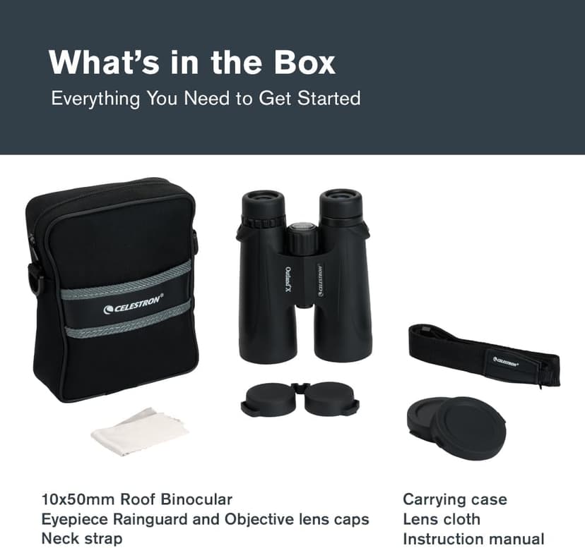 Celestron - Outland X 10x50 Binoculars – Ideal for Birding and Outdoors – 50mm Objective Lenses – 5.6° Field of View – BaK-4 Prisms – Multi-Coated – Waterproof and Fogproof
