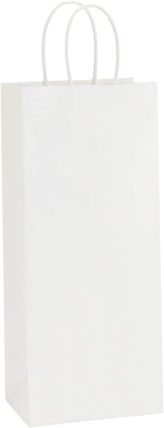BagDream Kraft Paper Bags 5.25x3.25x13 Inches 50Pcs White Paper Wine Gift Bags with Handles Bulk for Wine, Gift, Retail, Party Favor