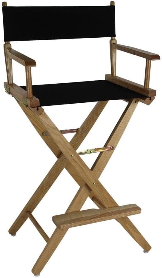 American Trails Extra-Wide Premium 30" Director's Chair Black Frame with Black Canvas, Bar Height