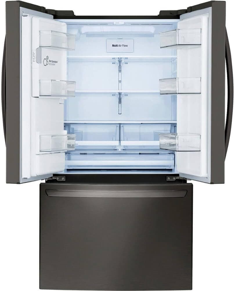 LG 28 Cu. Ft. Smart French Door Refrigerator with Dual Ice Maker, Door Cooling+, Wi-Fi Connectivity, and PrintProof Black Stainless Steel Finish