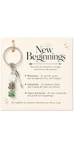 Made With 3 Types Of Genuine Stone Beads And Stainless Steel Ring, Lightweight 2.43 Inch Keychain, Includes Sentimental Card 2.43 Inch Crystal Keychain Gifts For Women, Friend, Coworker, Daughter, Mom B0H5WQWGNL