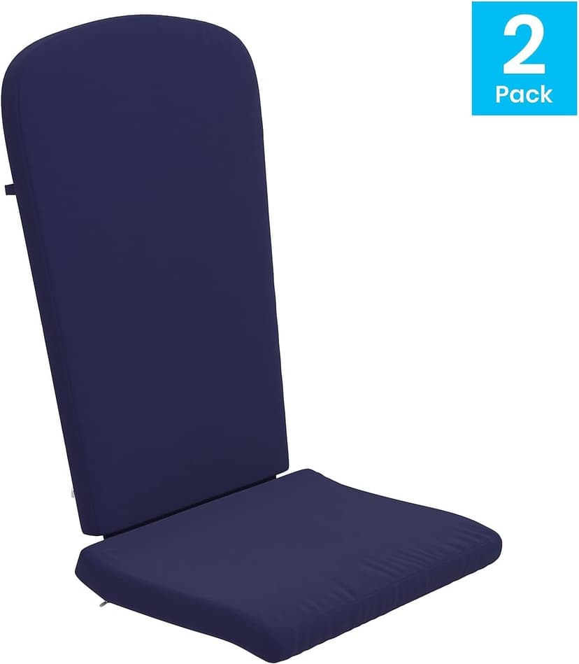 Flash Furniture Charlestown Set of 2 Adirondack Chair Cushions - Blue Fabric Cushions - 2" Thick Padding - Indoor/Outdoor - Patio Chair Replacement Cushions